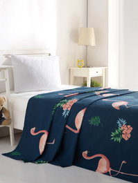 L'essentiel linge de maison Colcha de Piqué Individual 100% Algodón 160x235 cm Azul Oscuro, Rosa, Verde y Blanco